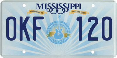 MS license plate OKF120