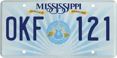 MS license plate OKF121