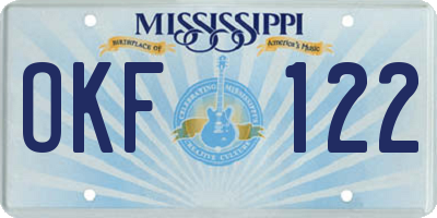 MS license plate OKF122