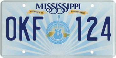 MS license plate OKF124