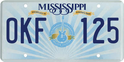 MS license plate OKF125
