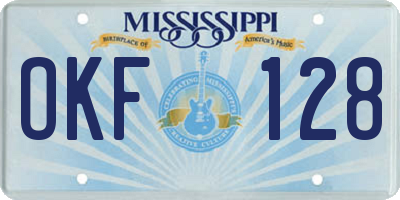 MS license plate OKF128