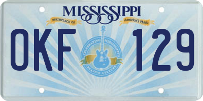 MS license plate OKF129