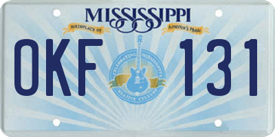 MS license plate OKF131