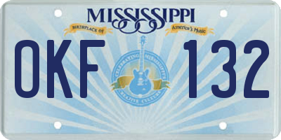 MS license plate OKF132