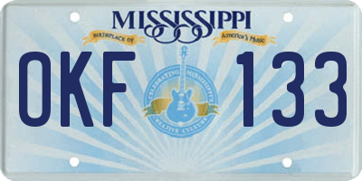 MS license plate OKF133