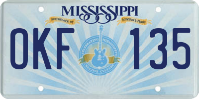 MS license plate OKF135