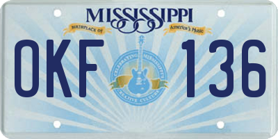 MS license plate OKF136