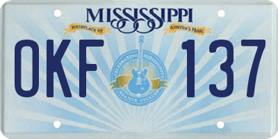MS license plate OKF137