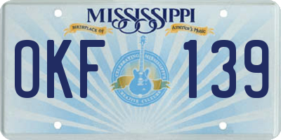 MS license plate OKF139
