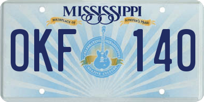 MS license plate OKF140