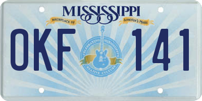 MS license plate OKF141