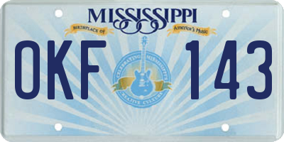 MS license plate OKF143