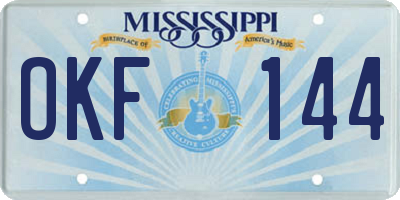 MS license plate OKF144