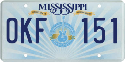 MS license plate OKF151