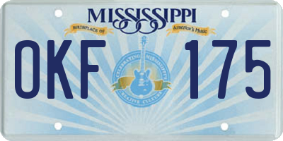 MS license plate OKF175