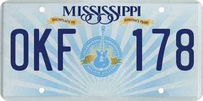MS license plate OKF178