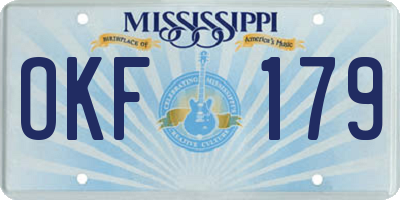 MS license plate OKF179