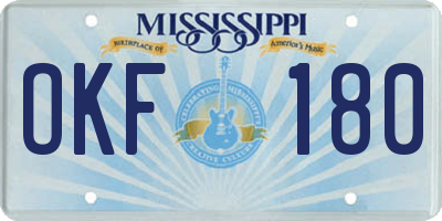 MS license plate OKF180