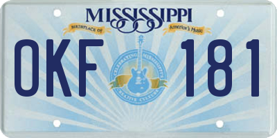 MS license plate OKF181
