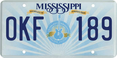 MS license plate OKF189