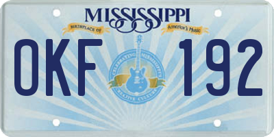 MS license plate OKF192