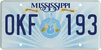 MS license plate OKF193