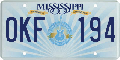MS license plate OKF194