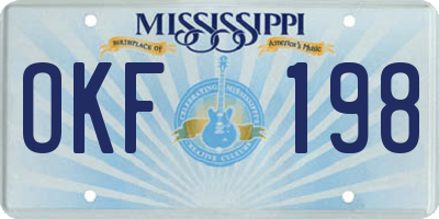 MS license plate OKF198