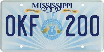 MS license plate OKF200
