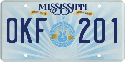 MS license plate OKF201