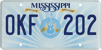 MS license plate OKF202