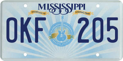 MS license plate OKF205