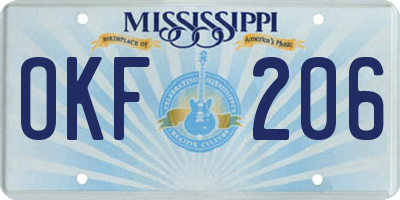 MS license plate OKF206