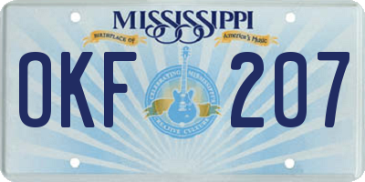 MS license plate OKF207