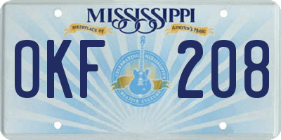 MS license plate OKF208