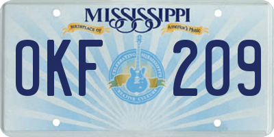 MS license plate OKF209