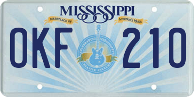 MS license plate OKF210