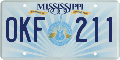 MS license plate OKF211