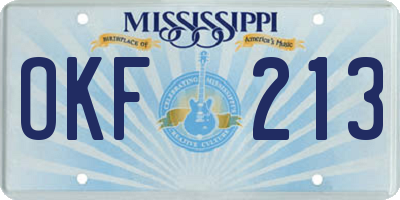 MS license plate OKF213