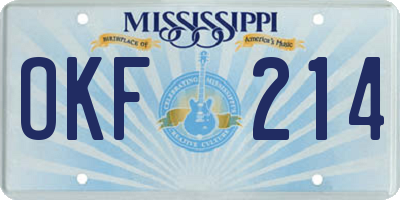 MS license plate OKF214