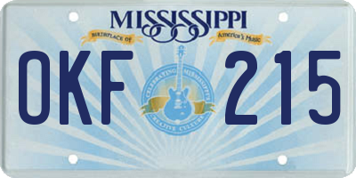 MS license plate OKF215