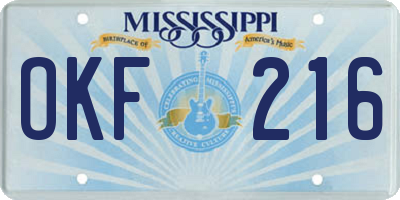 MS license plate OKF216