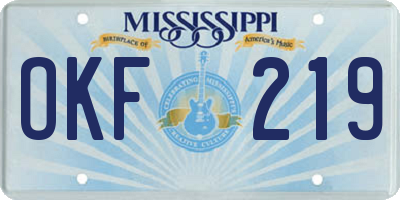 MS license plate OKF219