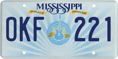 MS license plate OKF221