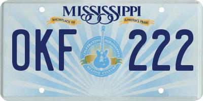 MS license plate OKF222