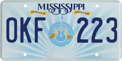 MS license plate OKF223