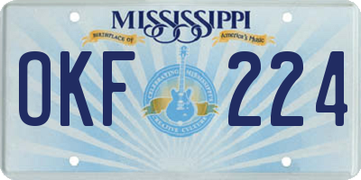 MS license plate OKF224