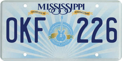 MS license plate OKF226