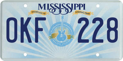 MS license plate OKF228